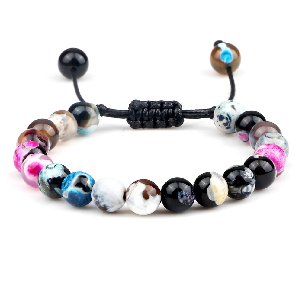 Bracelet 8mm perle couleur mix Ajustable pour femme