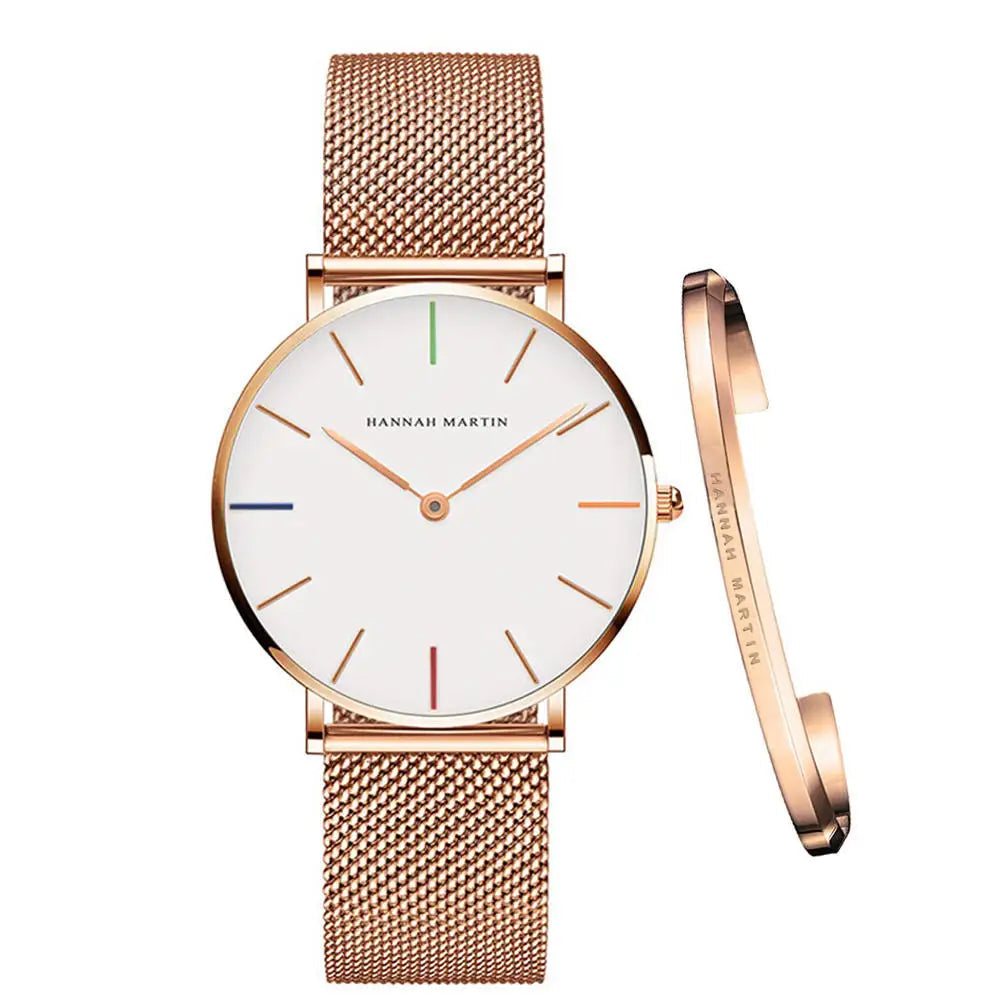 Montre quartz Minimaliste - HANNAH MARTIN (inclus en cadeau un Bracelet)