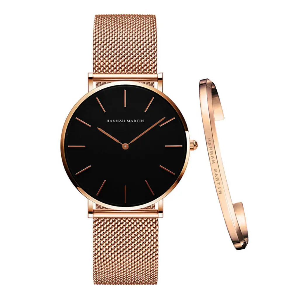 Montre quartz Minimaliste - HANNAH MARTIN (inclus en cadeau un Bracelet)