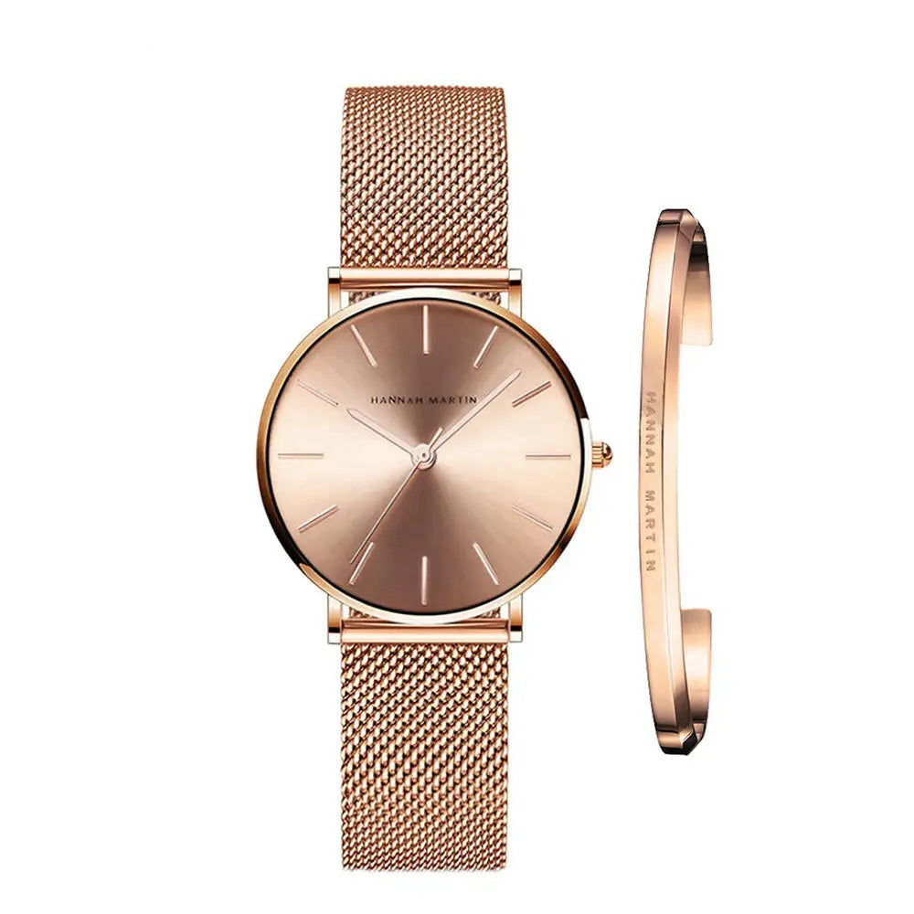 Montre quartz Minimaliste - HANNAH MARTIN (inclus en cadeau un Bracelet)