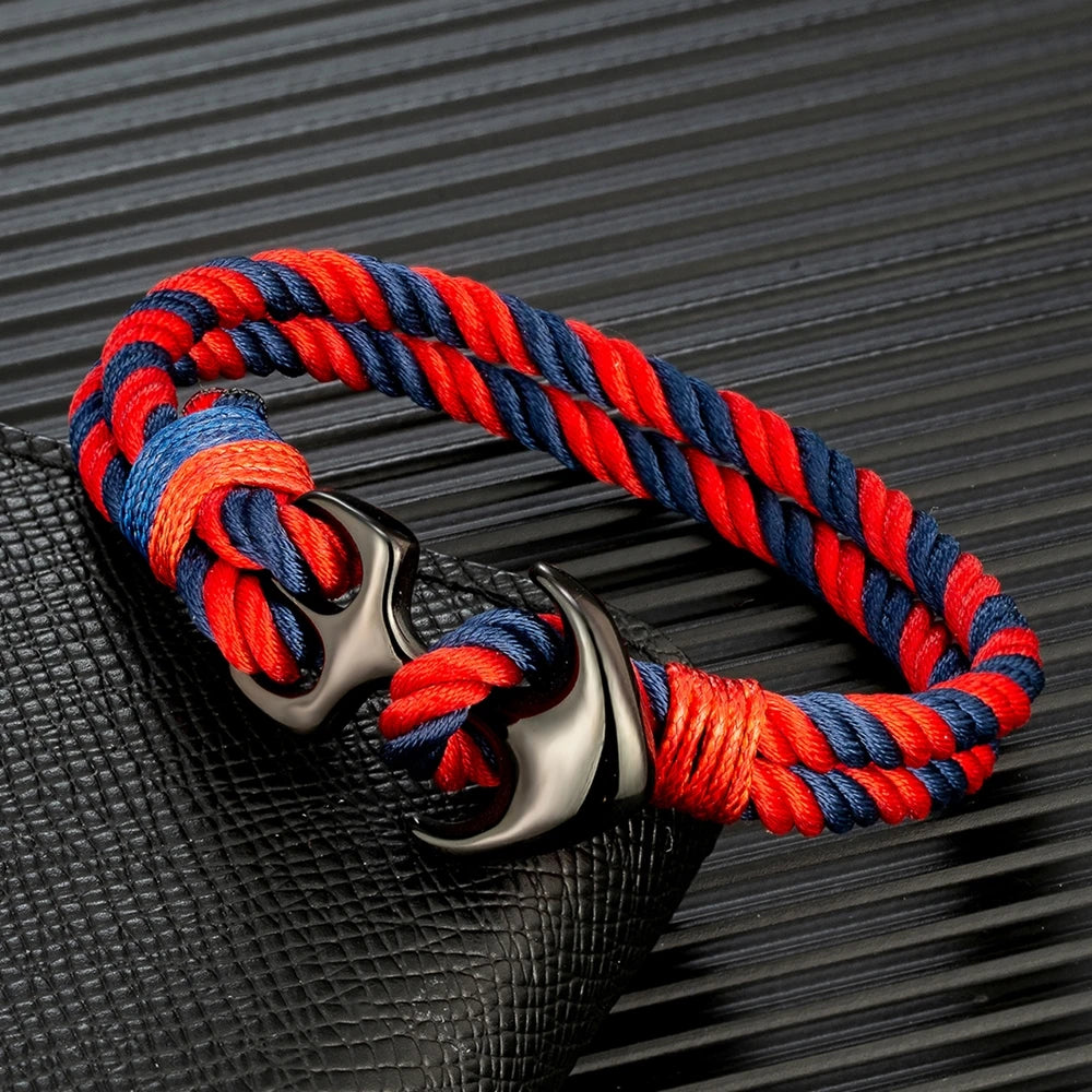 Bracelet bicolore ancre pour homme