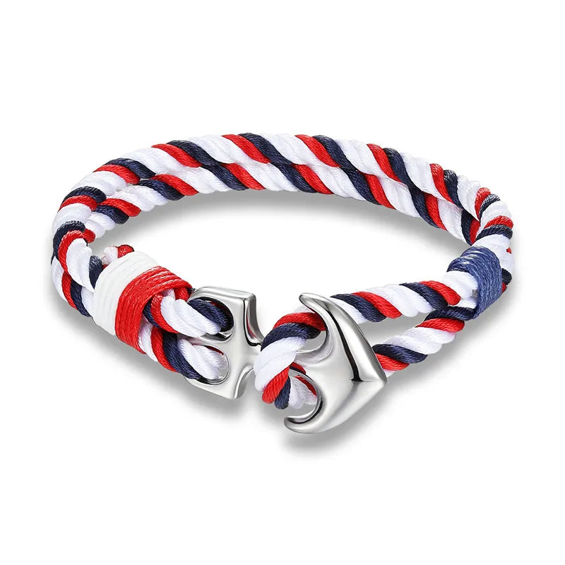 Bracelet bicolore ancre pour homme