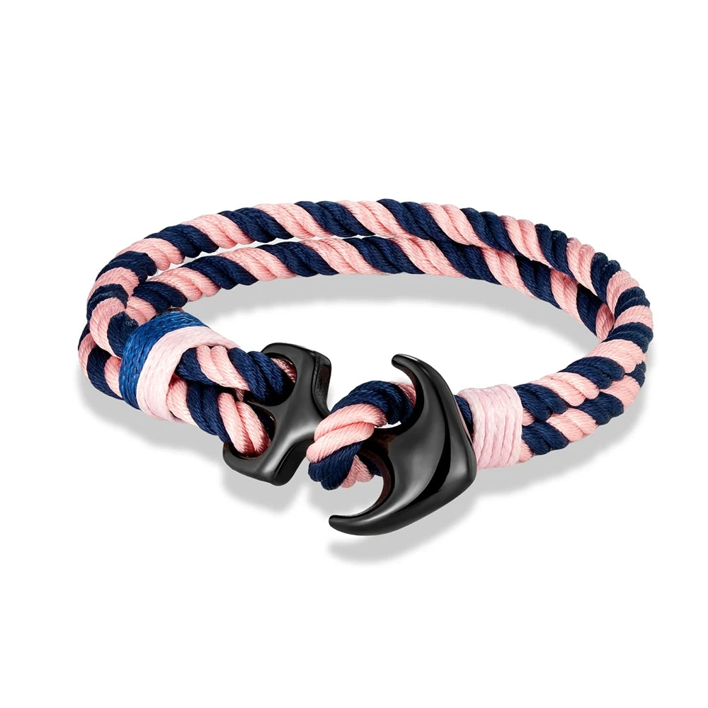 Bracelet bicolore ancre pour homme
