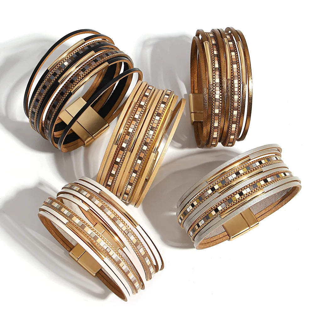 Bracelet en cuir blanc pour Femme - Trendy