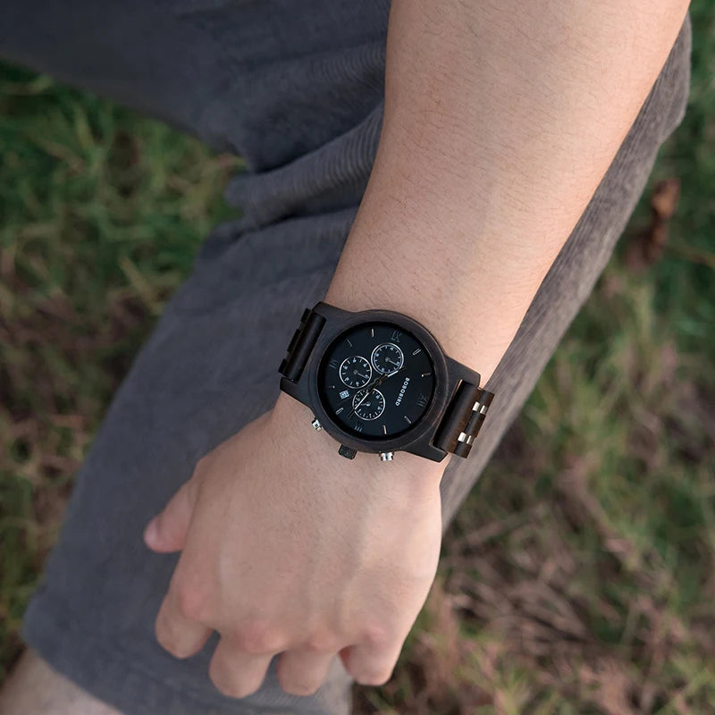 Montre Quartz argenté en bois pour homme - BOBO BIRD