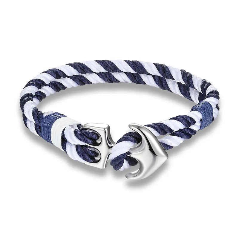 Bracelet bicolore ancre pour homme