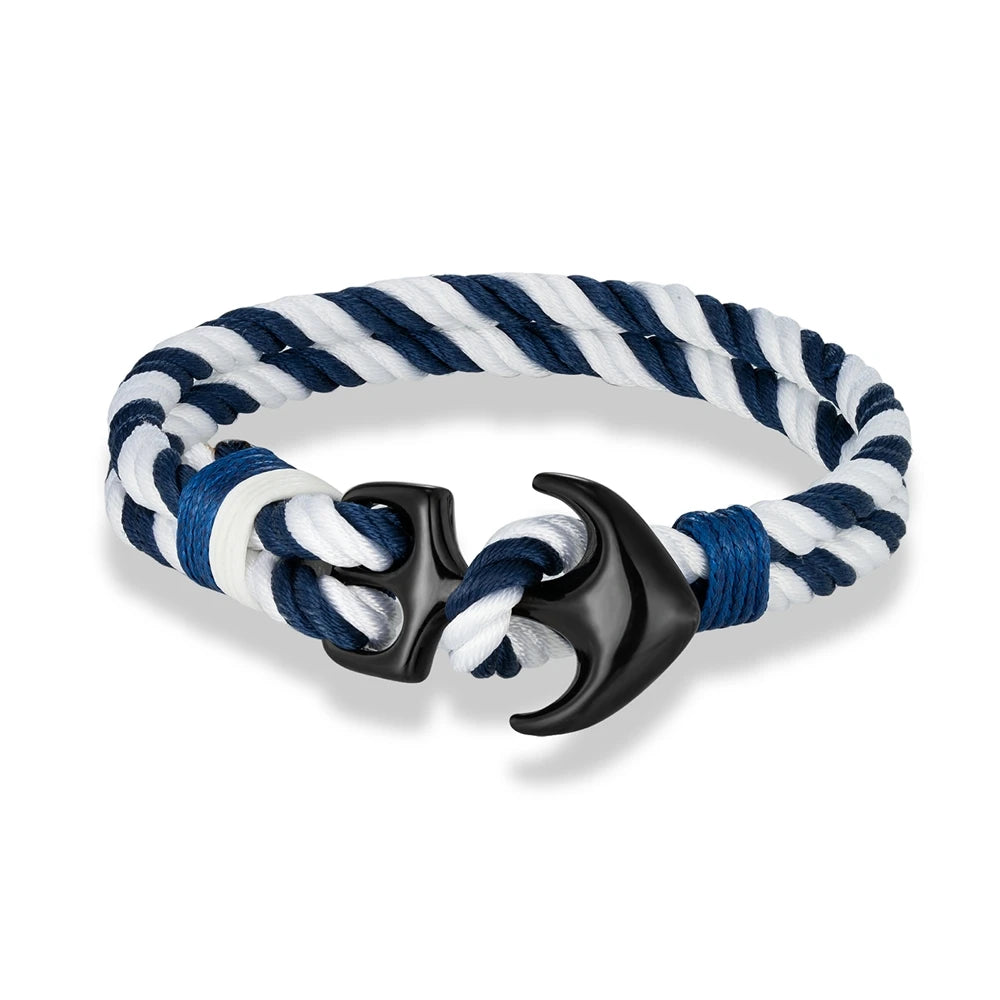 Bracelet bicolore ancre pour homme