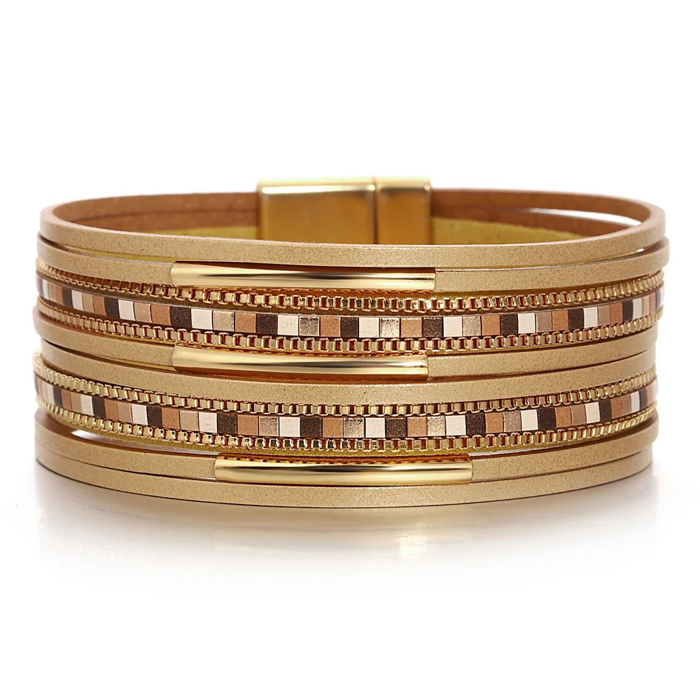 Bracelet en cuir blanc pour Femme - Trendy