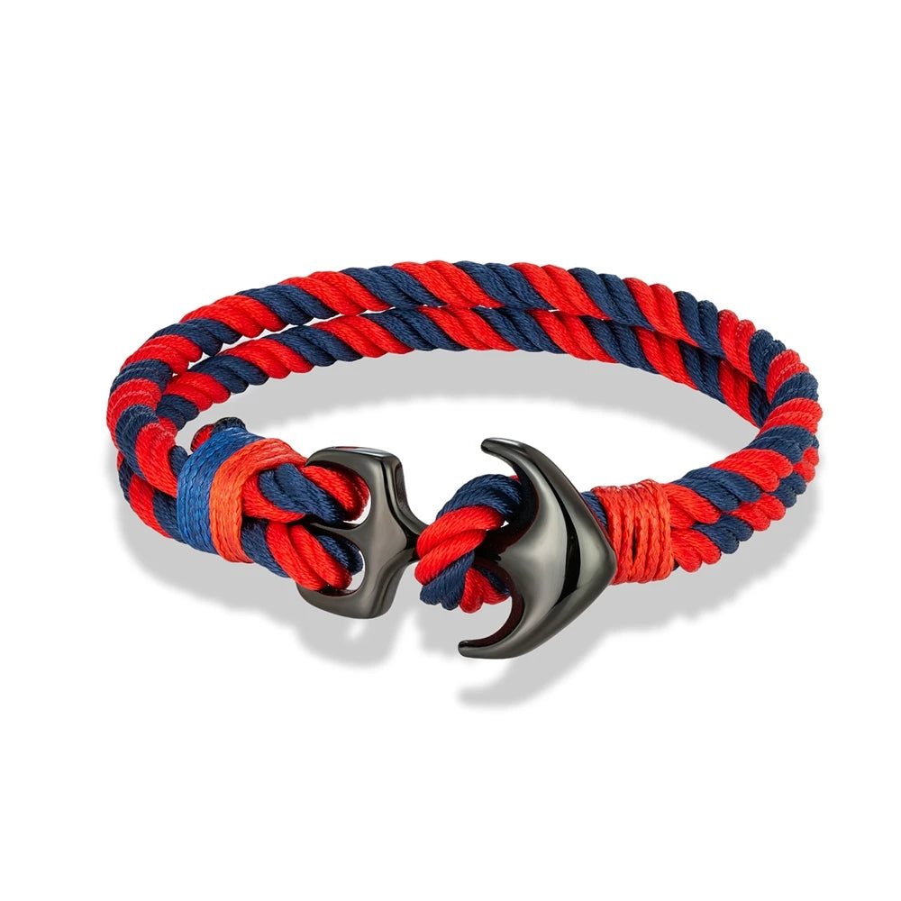 Bracelet bicolore ancre pour homme