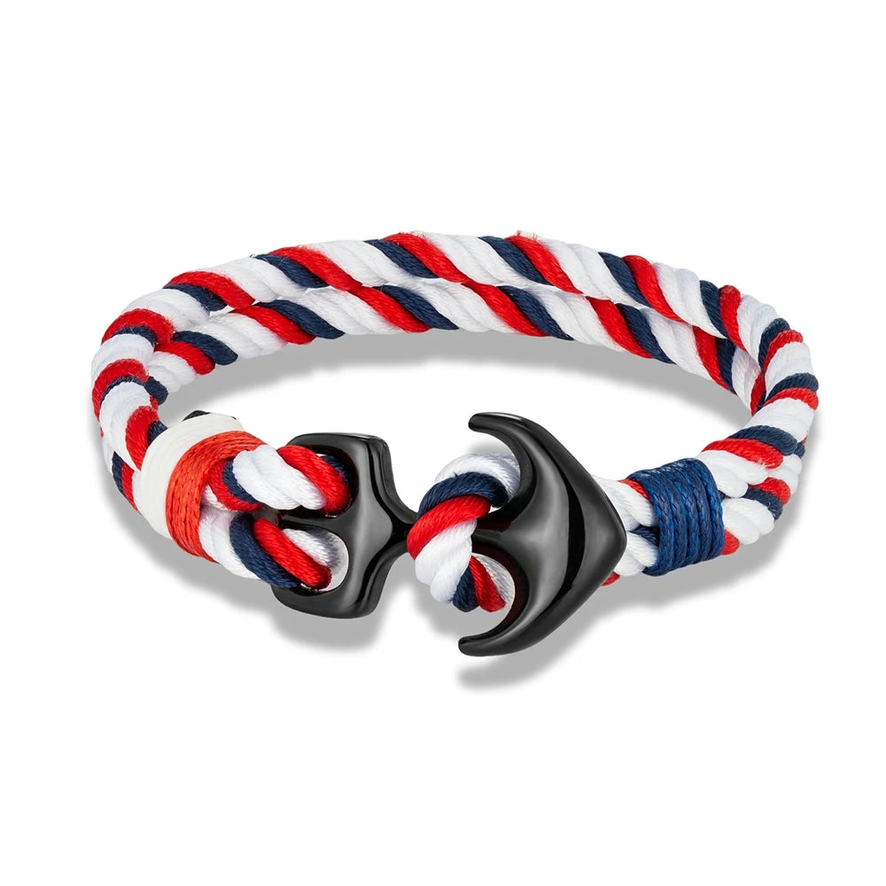 Bracelet bicolore ancre pour homme