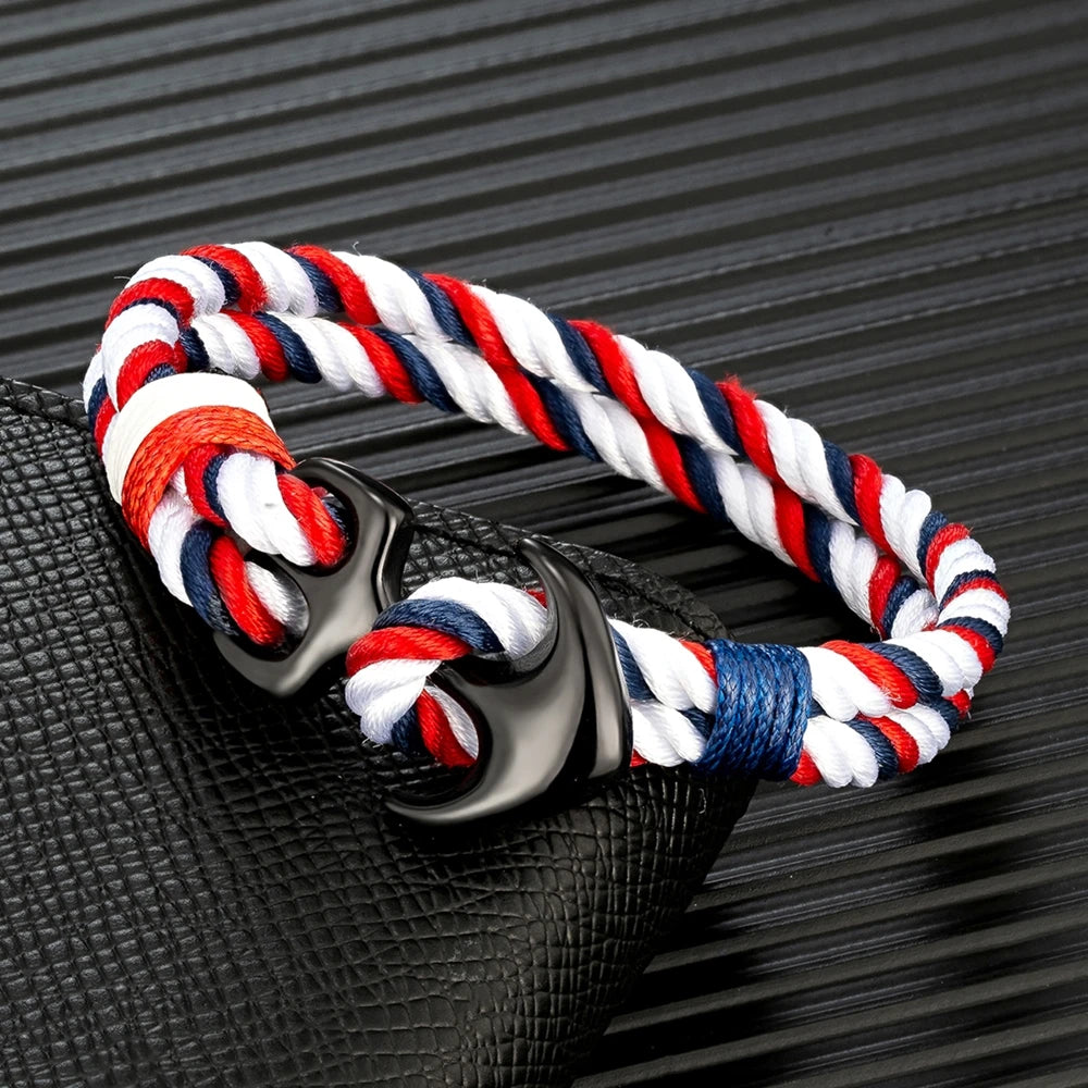 Bracelet bicolore ancre pour homme