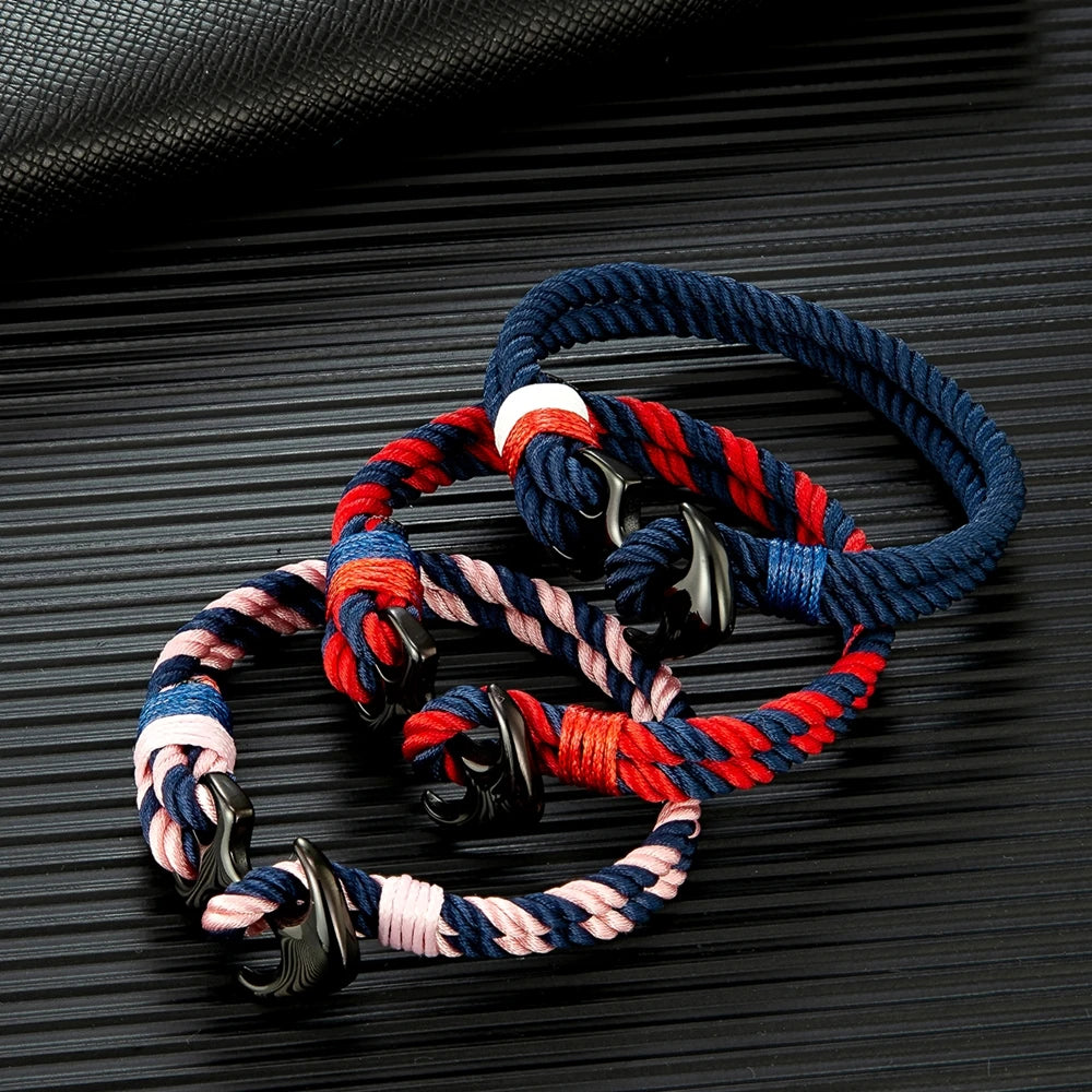 Bracelet bicolore ancre pour homme