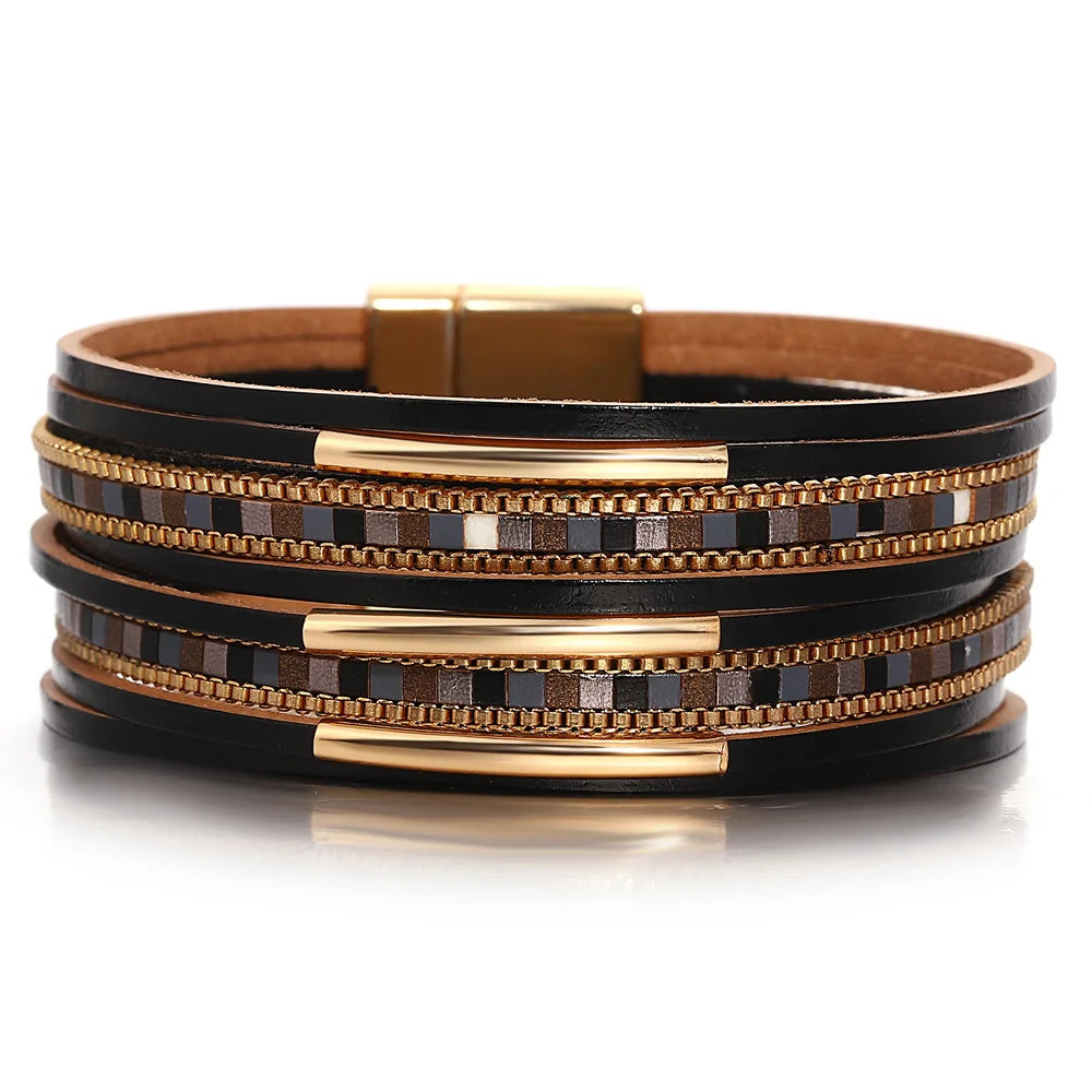 Bracelet en cuir blanc pour Femme - Trendy