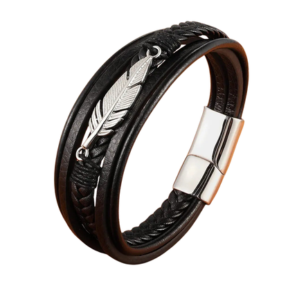 Bracelet cuir plume d'aigle pour homme