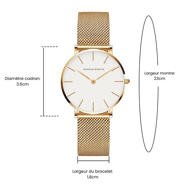 Montre quartz Minimaliste - HANNAH MARTIN (inclus en cadeau un Bracelet)