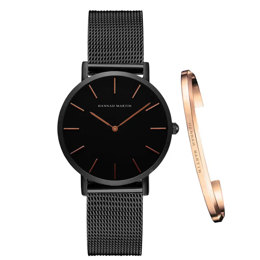 Montre quartz Minimaliste - HANNAH MARTIN (inclus en cadeau un Bracelet)