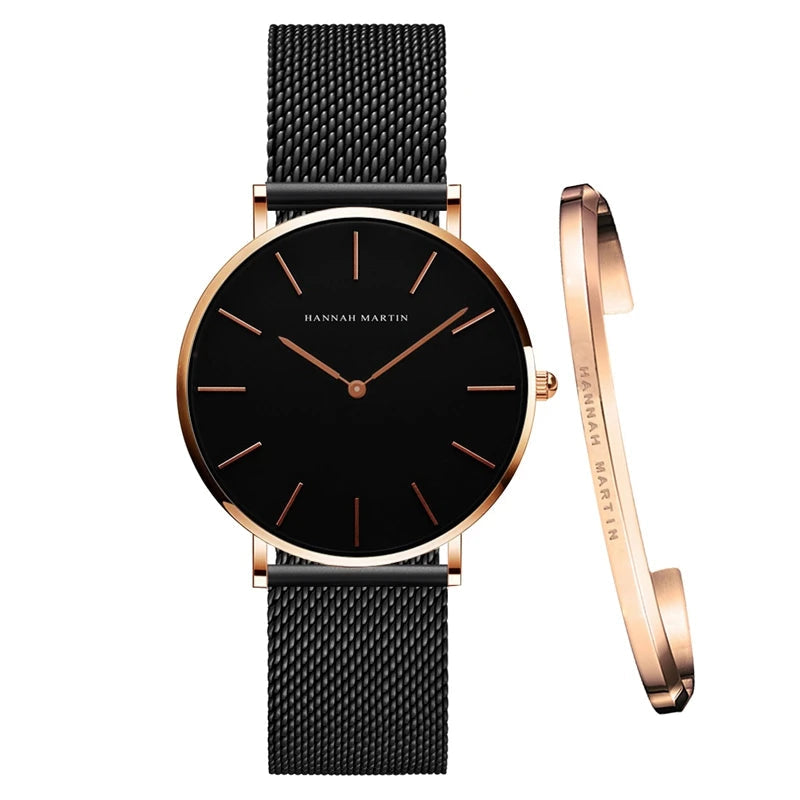 Montre quartz Minimaliste - HANNAH MARTIN (inclus en cadeau un Bracelet)