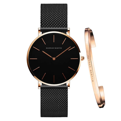 Montre quartz Minimaliste - HANNAH MARTIN (inclus en cadeau un Bracelet)