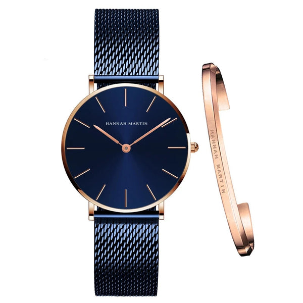 Montre quartz Minimaliste - HANNAH MARTIN (inclus en cadeau un Bracelet)