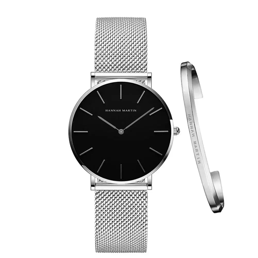 Montre quartz Minimaliste - HANNAH MARTIN (inclus en cadeau un Bracelet)