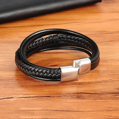 Bracelet cuir plume d'aigle pour homme