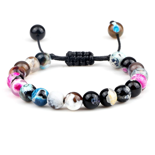Bracelet 8mm perle couleur mix Ajustable pour femme