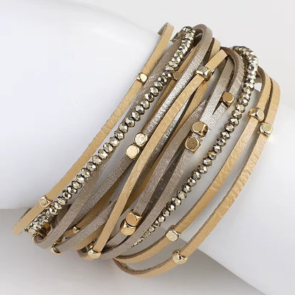 Bracelet cuir champagne femme - Élégance et style avec ALLYES