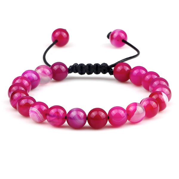 Bracelet 8mm perle couleur rose rouge pour femme