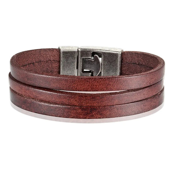 Bracelet 3 bandes cuir pour homme