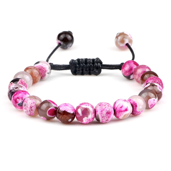 Bracelet 8mm perle rose Ajustable pour femme