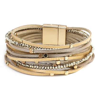 Bracelet cuir champagne femme - Élégance et style avec ALLYES