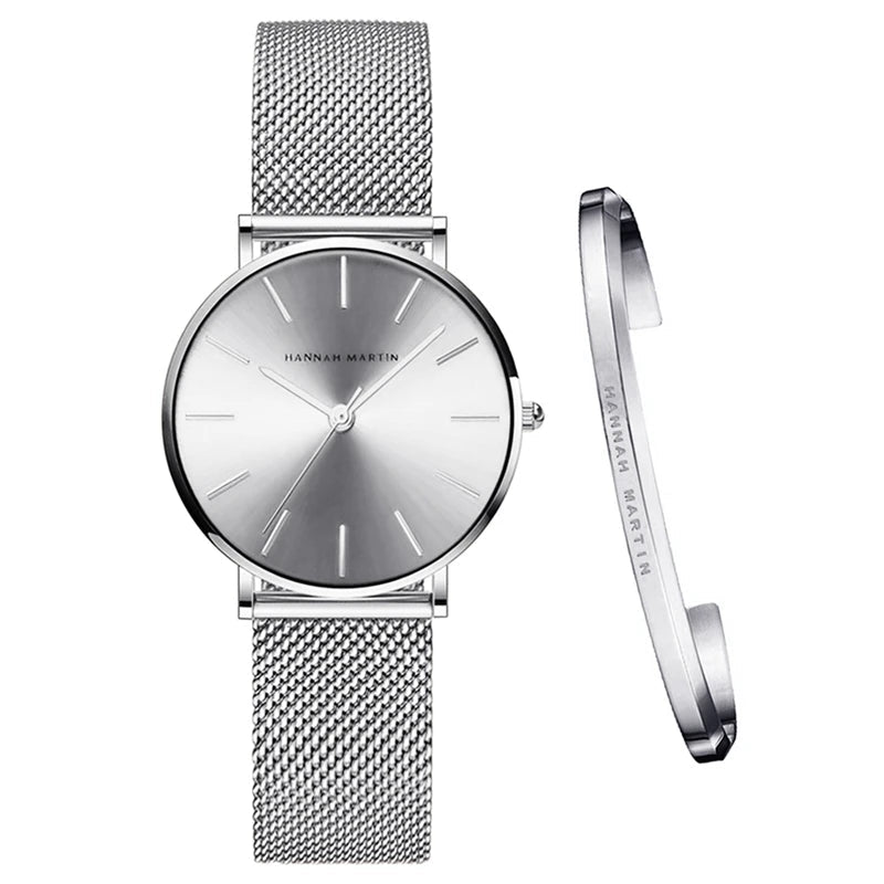 Montre quartz Minimaliste - HANNAH MARTIN (inclus en cadeau un Bracelet)