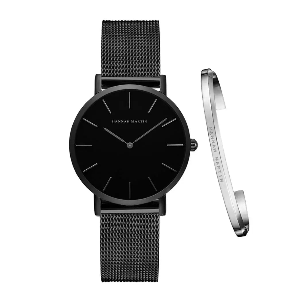 Montre quartz Minimaliste - HANNAH MARTIN (inclus en cadeau un Bracelet)