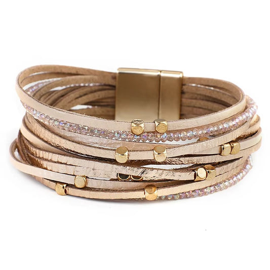 Bracelet cuir champagne femme - Élégance et style avec ALLYES
