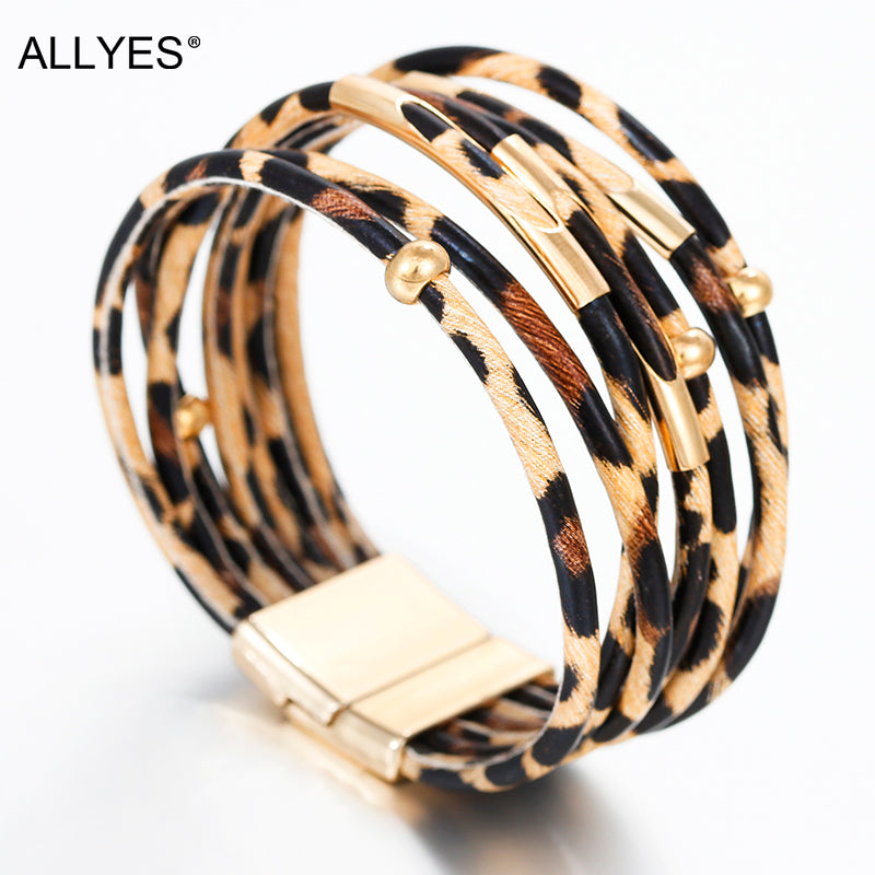 Bracelet cuir léopard femme - Élégance et style avec ALLYES