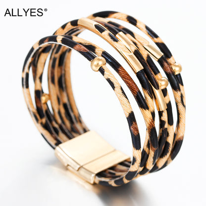 Bracelet cuir léopard femme - Élégance et style avec ALLYES