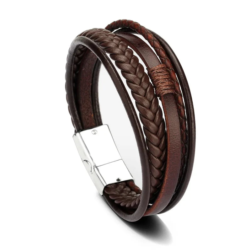 Bracelet cuir marron pour homme - Trendy