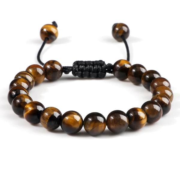 Bracelet perle oeil du tigre 8mm ajustable pour homme