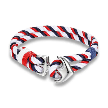 Bracelet bicolore ancre pour homme