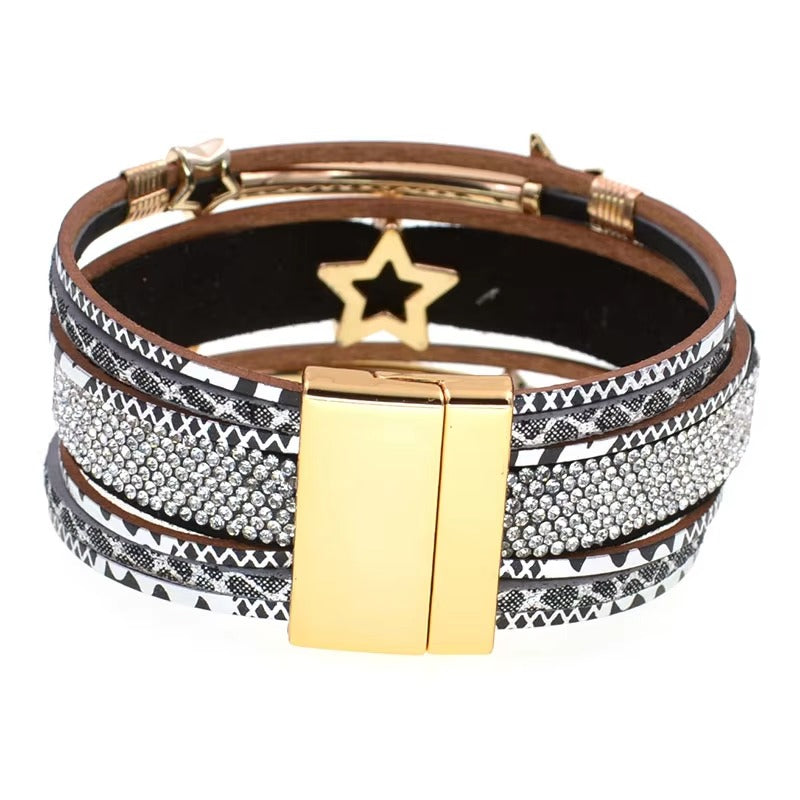 Bracelet en cuir étoile femme - Élégance et style avec WELLMORE