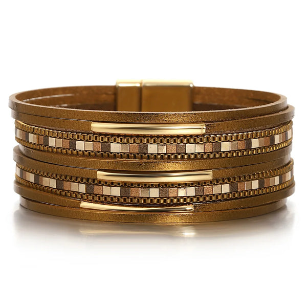Bracelet  en cuir marron pour Femme - Trendy