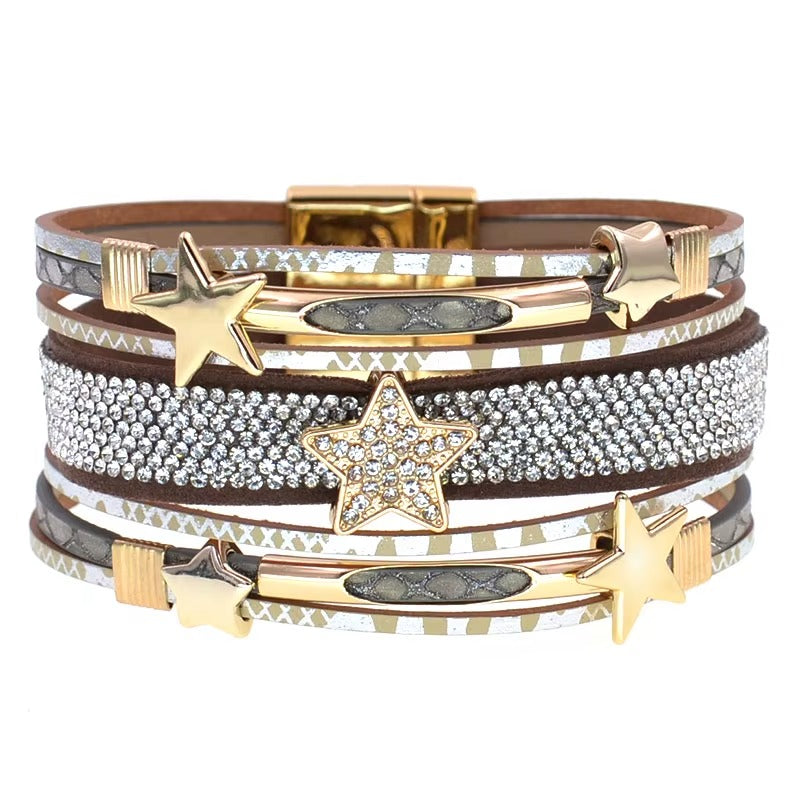 Bracelet en cuir étoile femme - Élégance et style avec WELLMORE