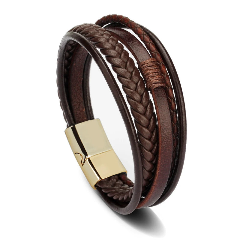 Bracelet cuir marron pour homme - Trendy