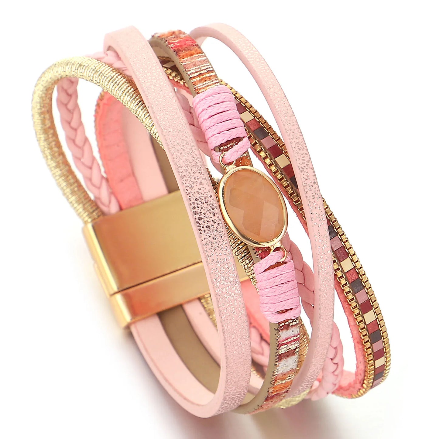 Bracelet en cuir et cristal pour femme