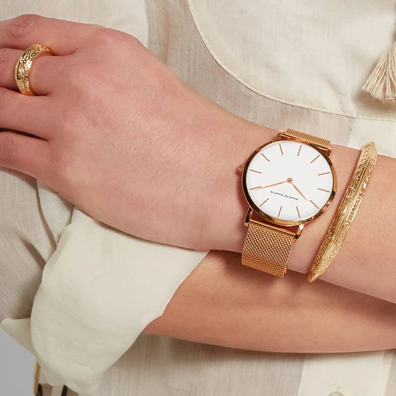 Montre quartz Minimaliste - HANNAH MARTIN (inclus en cadeau un Bracelet)