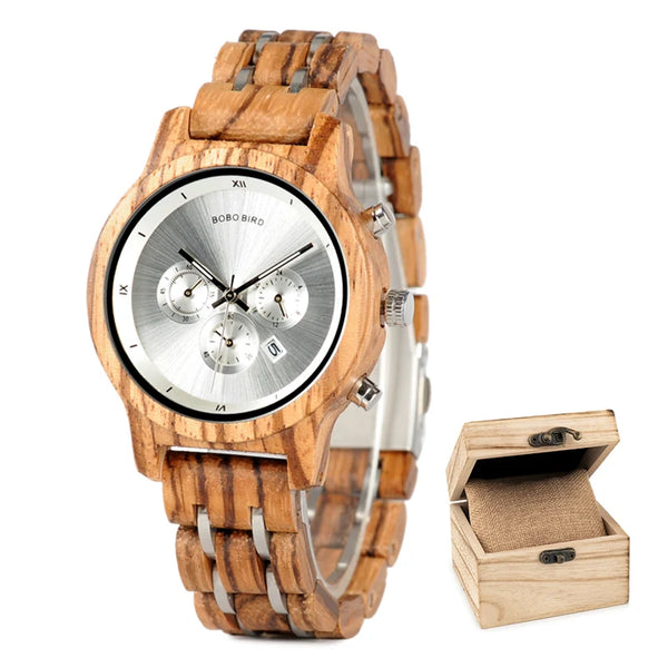 Montre Quartz en bois cadran argenté pour femme - BOBO BIRD