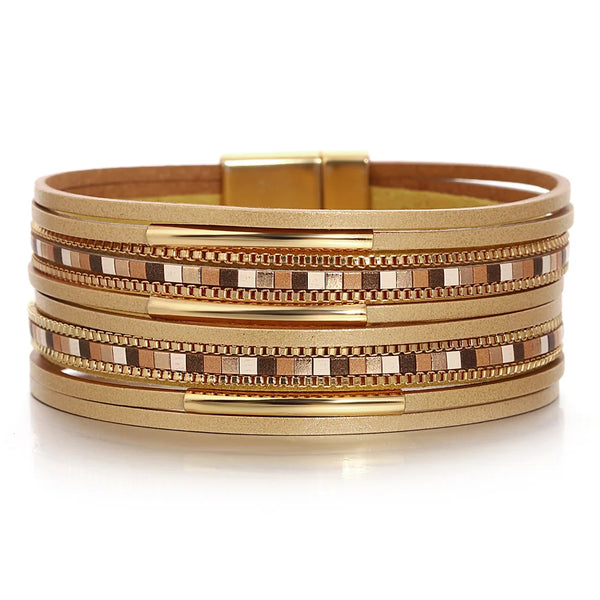 Bracelet  en cuir or pour Femme - Trendy