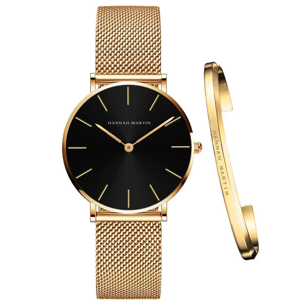 Montre quartz Minimaliste - HANNAH MARTIN (inclus en cadeau un Bracelet)