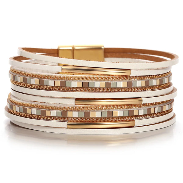 Bracelet  en cuir blanc pour Femme - Trendy