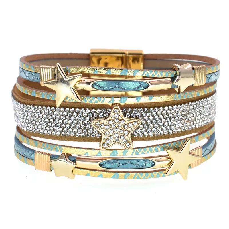 Bracelet en cuir étoile femme - Élégance et style avec WELLMORE